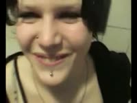 Sister gives brother handjob in the school toilet